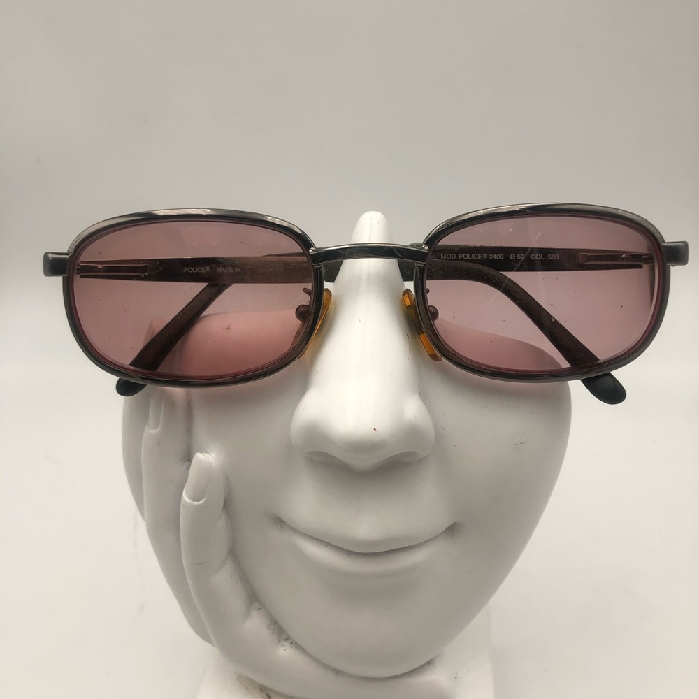 Vintage Police Gunmetal Oval Sunglasses Frames